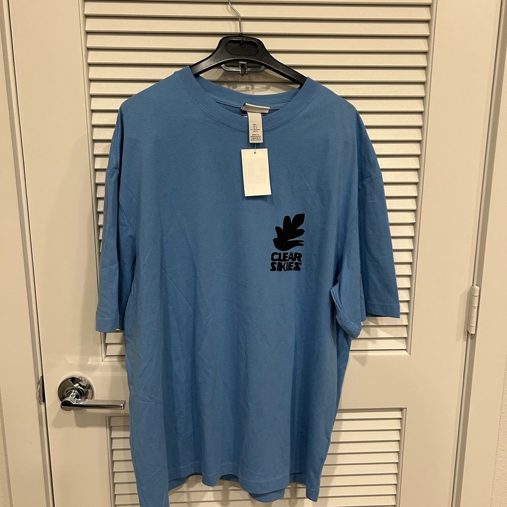 H&M Blue Short Sleeve Tee with Relaxed Fit